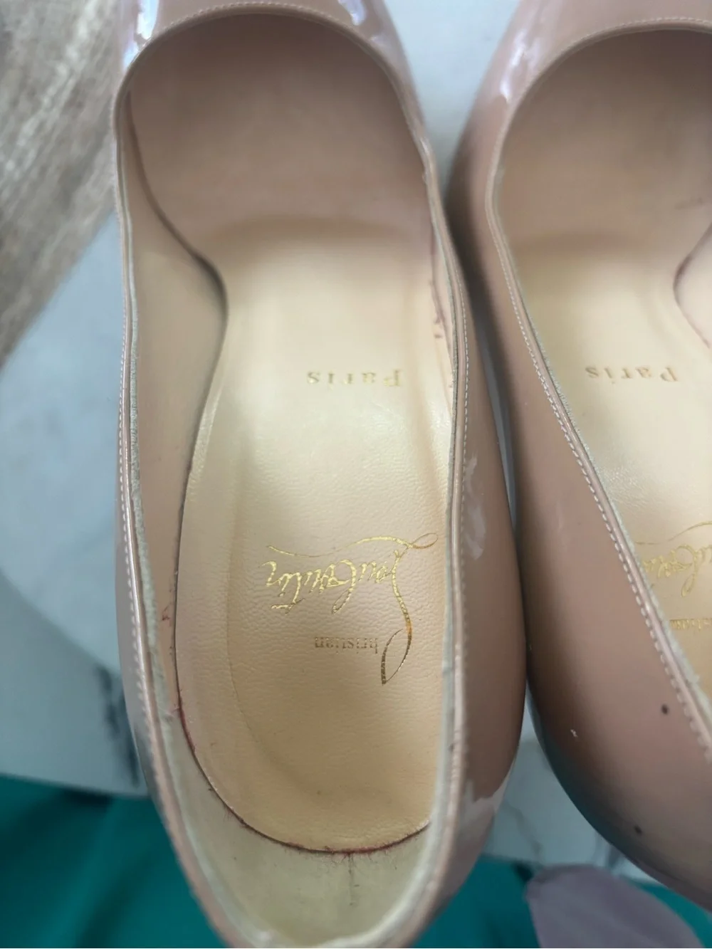 Christian Louboutin Patent Leather Nude Pumps